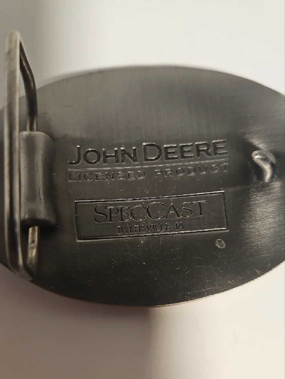 John Deere Black, Green & Yellow Enamel And Pewter Oval Belt Buckle